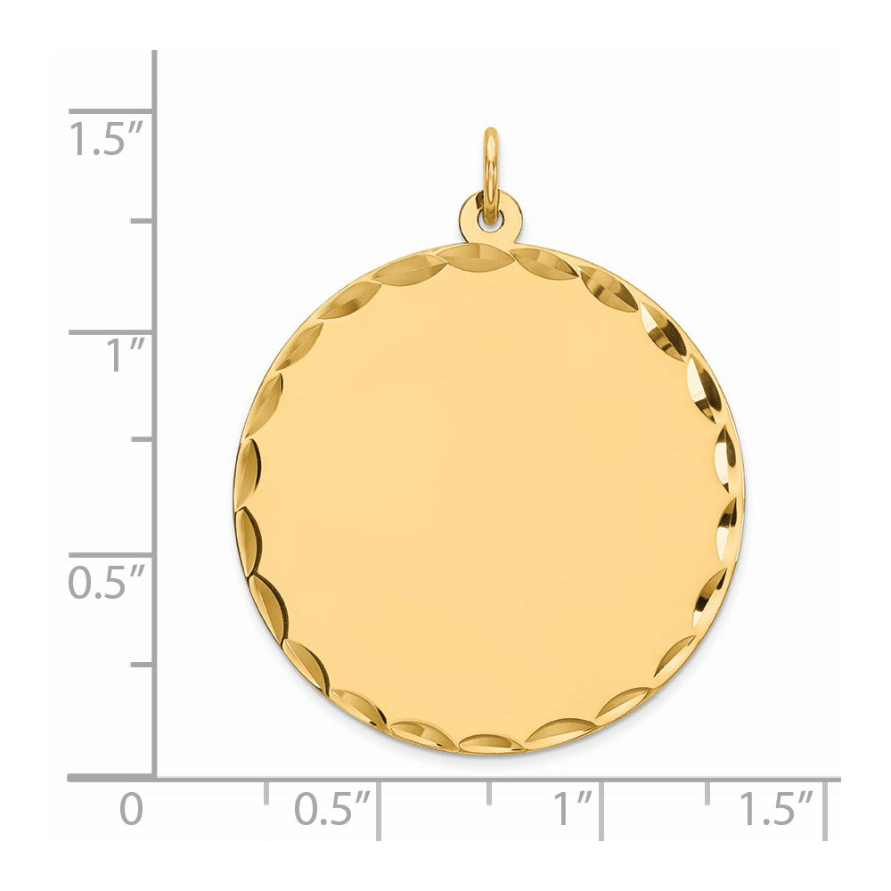 925 Sterling Silver Gold Plated Round Polished Disc Engravable Charm Pendant Jewelry Gifts (Length 1.4" Width 1.13")
