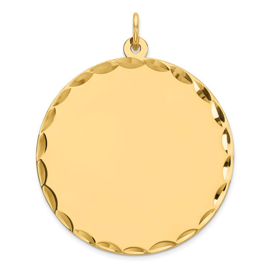925 Sterling Silver Gold Plated Round Polished Disc Engravable Charm Pendant Jewelry Gifts (Length 1.4" Width 1.13")