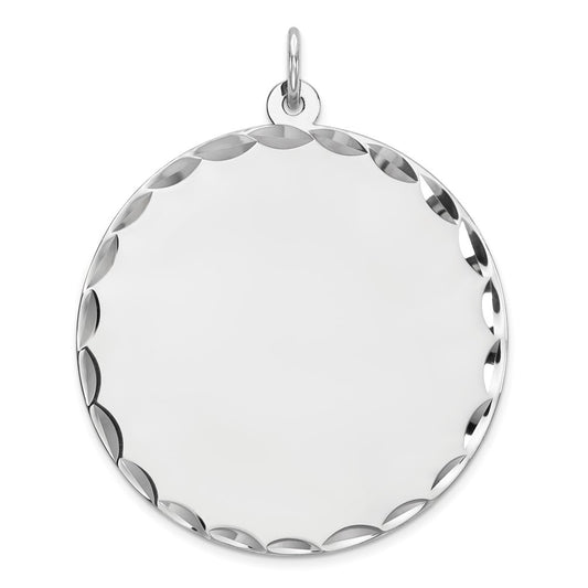 925 Sterling Silver Round Polish Front Satin Back Disc Engravable Charm Pendant Jewelry Gifts (Length 1.44" Width 1.13")