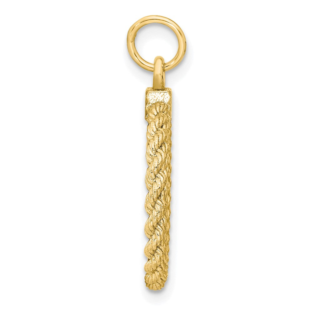 925 Sterling Silver Gold Plated Round with Rope Polished Disc Engravable Charm Pendant Jewelry Gifts (Length 1.01" Width 0.62")