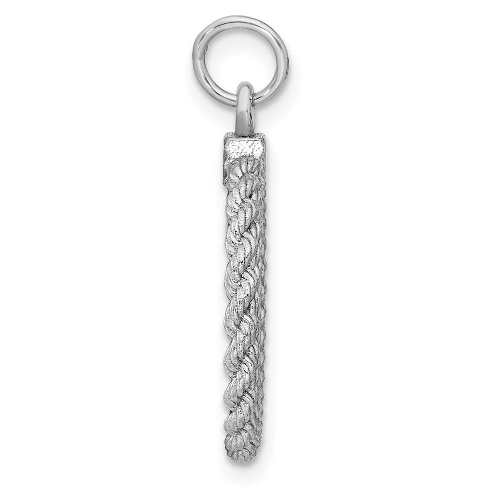 925 Sterling Silver Round with Rope Polish Front Satin Back Disc Engravable Charm Pendant Jewelry Gifts (Length 1.01" Width 0.62")