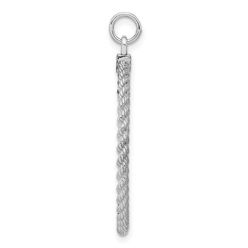 925 Sterling Silver Round with Rope Polish Front Satin Back Disc Engravable Charm Pendant Jewelry Gifts (Length 1.52" Width 1.09")