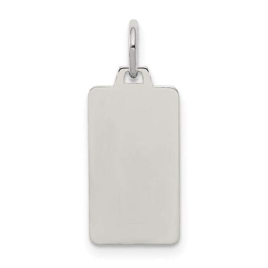 925 Sterling Silver Rectangle Polish Front Satin Back Disc Engravable Charm Pendant Jewelry Gifts (Length 0.9" Width 0.31")