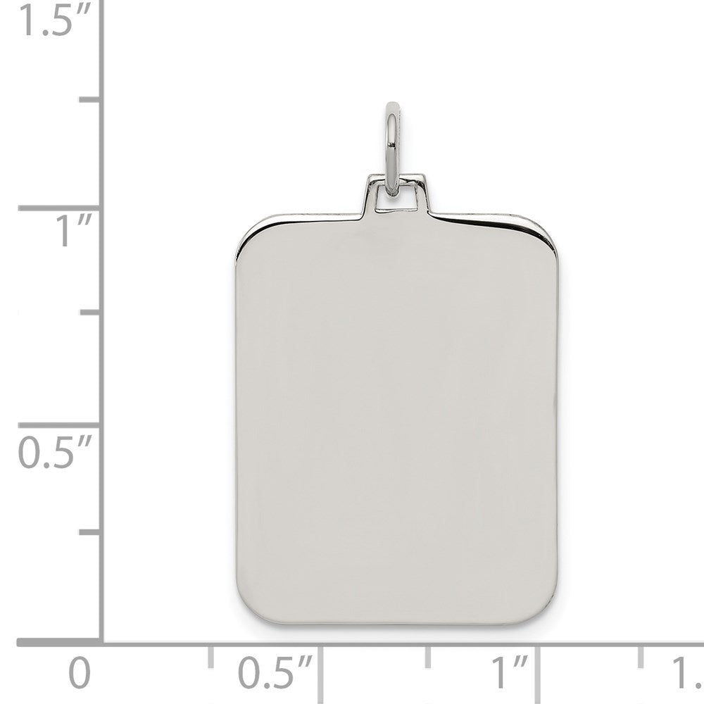 925 Sterling Silver Rectangle Polish Front Satin Back Disc Engravable Charm Pendant Jewelry Gifts (Length 1.25" Width 0.7")