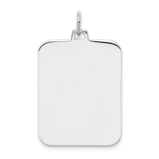 925 Sterling Silver Rectangle Polish Front Satin Back Disc Engravable Charm Pendant Jewelry Gifts (Length 1.25" Width 0.7")