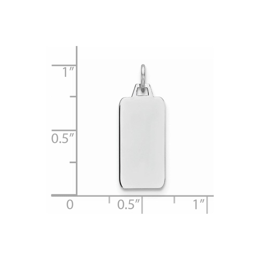 925 Sterling Silver Rectangle Polish Front Satin Back Disc Engravable Charm Pendant Jewelry Gifts (Length 0.98" Width 0.35")