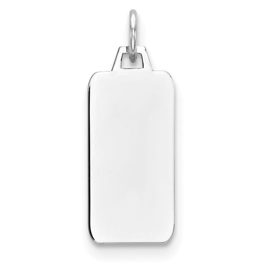 925 Sterling Silver Rectangle Polish Front Satin Back Disc Engravable Charm Pendant Jewelry Gifts (Length 0.98" Width 0.35")