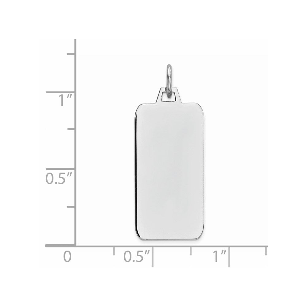 925 Sterling Silver Rectangle Polish Front Satin Back Disc Engravable Charm Pendant Jewelry Gifts (Length 1.17" Width 0.43")