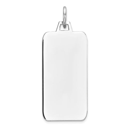 925 Sterling Silver Rectangle Polish Front Satin Back Disc Engravable Charm Pendant Jewelry Gifts (Length 1.17" Width 0.43")
