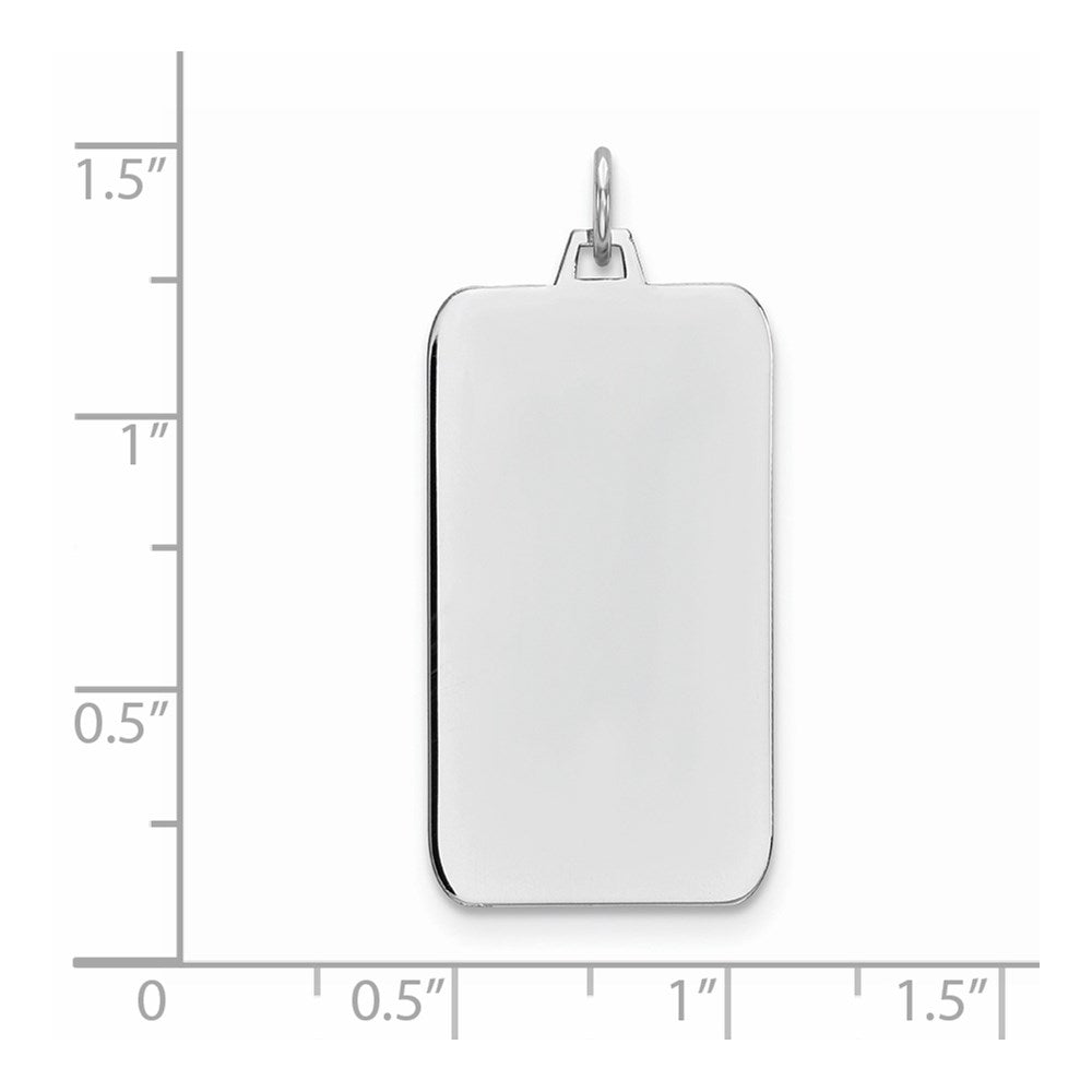 925 Sterling Silver Rectangle Polish Front Satin Back Disc Engravable Charm Pendant Jewelry Gifts (Length 1.44" Width 0.62")