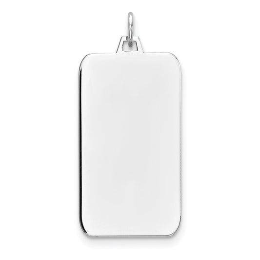 925 Sterling Silver Rectangle Polish Front Satin Back Disc Engravable Charm Pendant Jewelry Gifts (Length 1.44" Width 0.62")