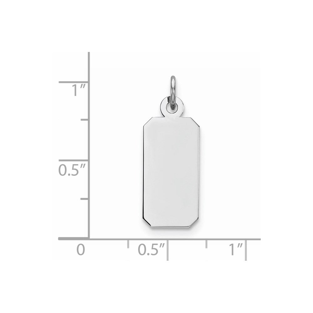 925 Sterling Silver Rectangle Polish Front Satin Back Disc Engravable Charm Pendant Jewelry Gifts (Length 1.01" Width 0.35")