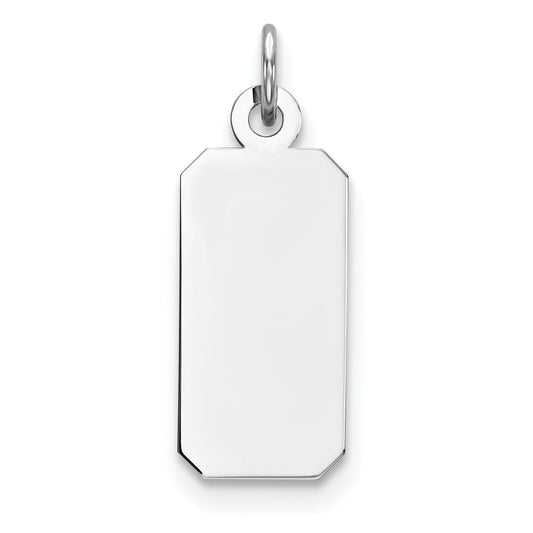 925 Sterling Silver Rectangle Polish Front Satin Back Disc Engravable Charm Pendant Jewelry Gifts (Length 1.01" Width 0.35")