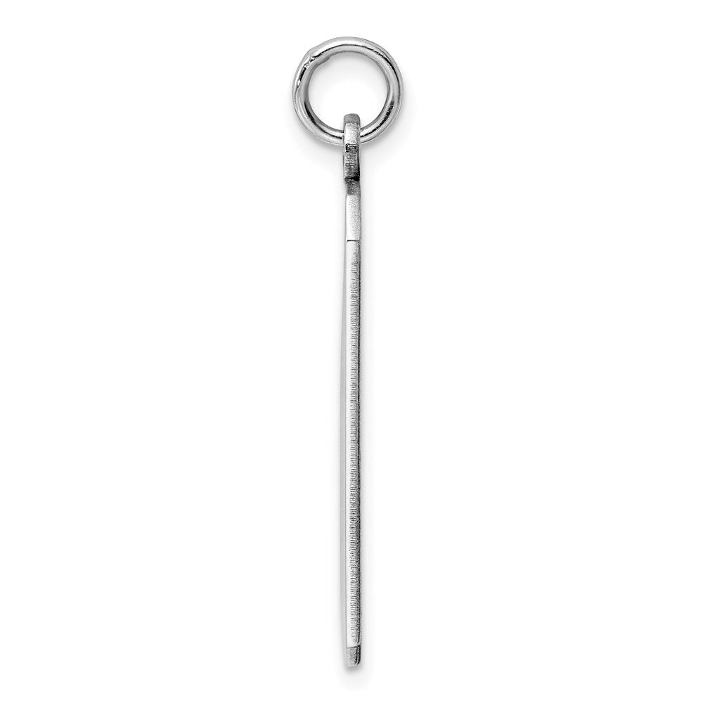 925 Sterling Silver Rectangle Polish Front Satin Back Disc Engravable Charm Pendant Jewelry Gifts (Length 1.37" Width 0.55")