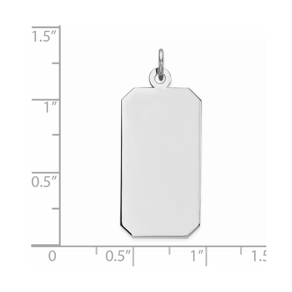 925 Sterling Silver Rectangle Polish Front Satin Back Disc Engravable Charm Pendant Jewelry Gifts (Length 1.37" Width 0.55")