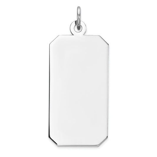 925 Sterling Silver Rectangle Polish Front Satin Back Disc Engravable Charm Pendant Jewelry Gifts (Length 1.37" Width 0.55")