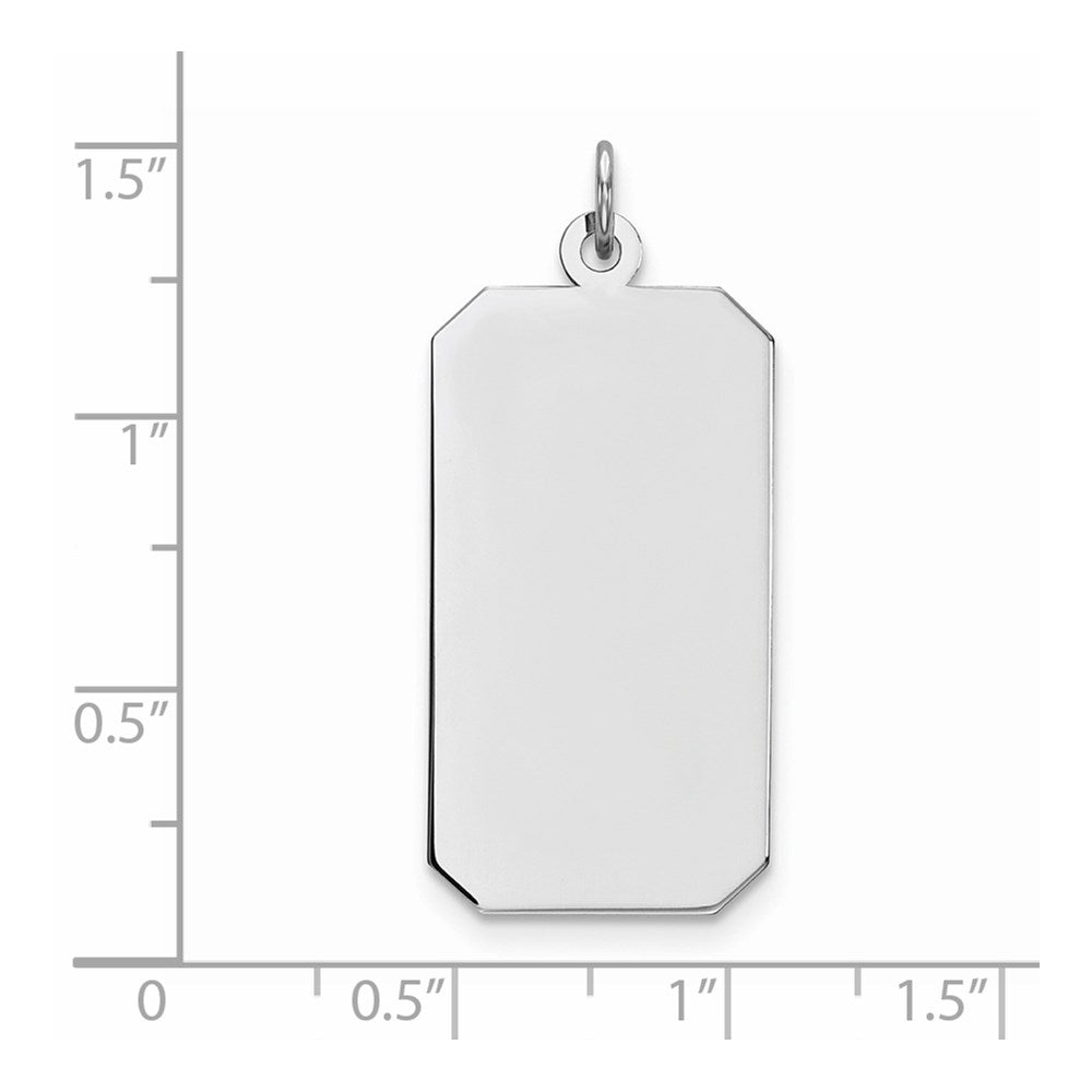 925 Sterling Silver Rectangle Polish Front Satin Back Disc Engravable Charm Pendant Jewelry Gifts (Length 1.44" Width 0.62")