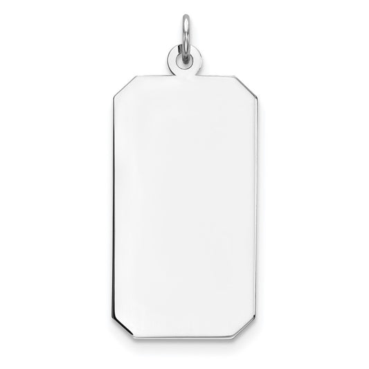 925 Sterling Silver Rectangle Polish Front Satin Back Disc Engravable Charm Pendant Jewelry Gifts (Length 1.44" Width 0.62")