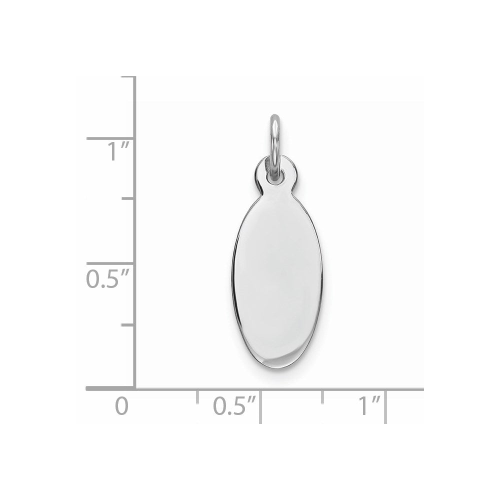 925 Sterling Silver Oval Polish Front Satin Back Disc Engravable Charm Pendant Jewelry Gifts (Length 1.05" Width 0.35")