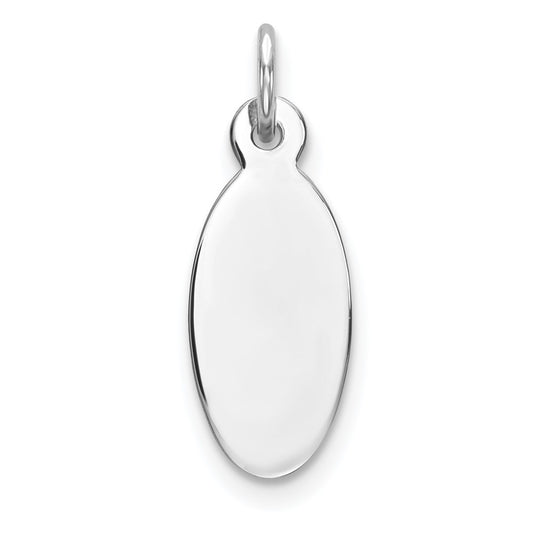 925 Sterling Silver Oval Polish Front Satin Back Disc Engravable Charm Pendant Jewelry Gifts (Length 1.05" Width 0.35")