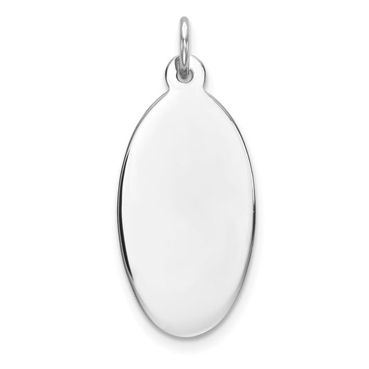 925 Sterling Silver Oval Polish Front Satin Back Disc Engravable Charm Pendant Jewelry Gifts (Length 1.37" Width 0.55")