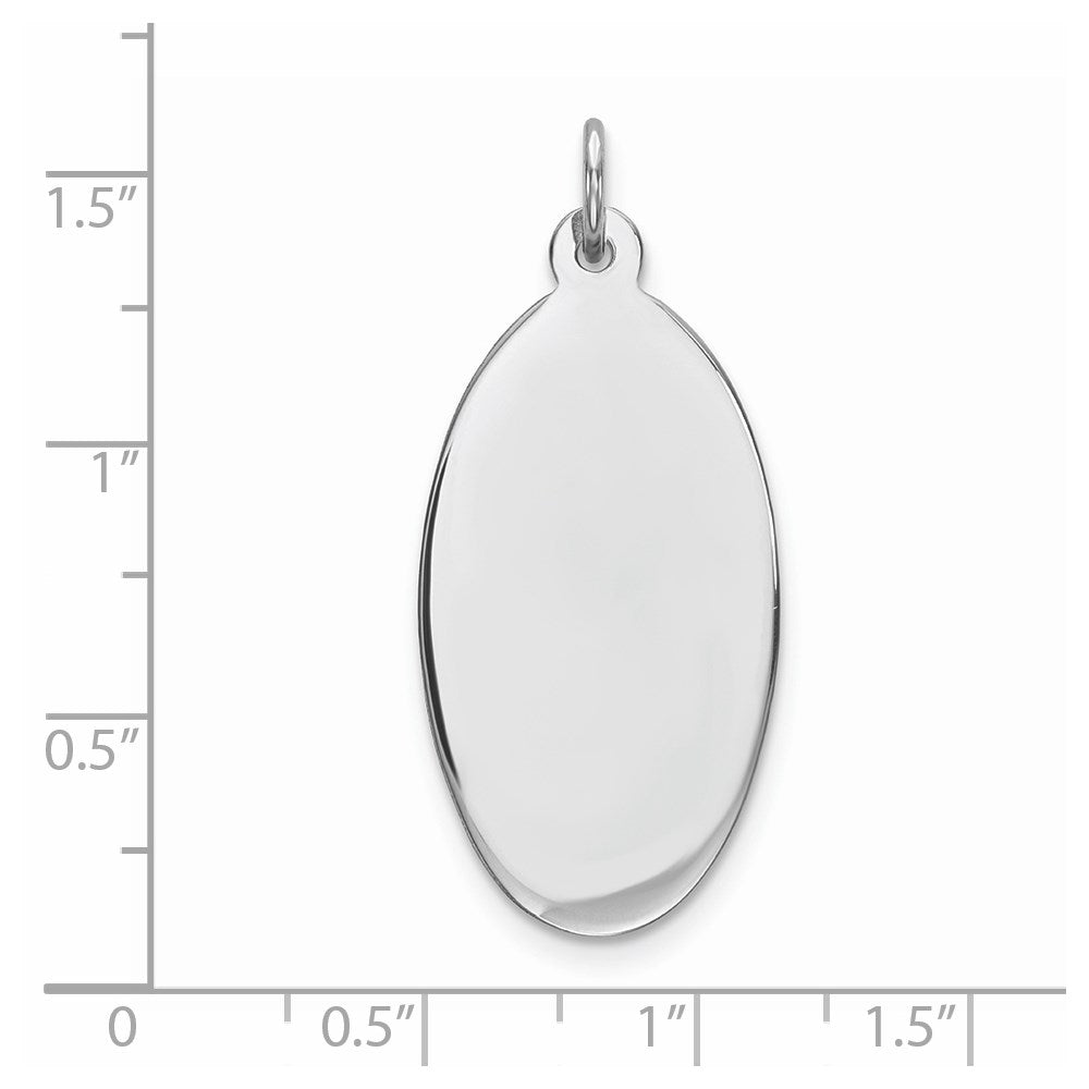 925 Sterling Silver Oval Polish Front Satin Back Disc Engravable Charm Pendant Jewelry Gifts (Length 1.52" Width 0.62")