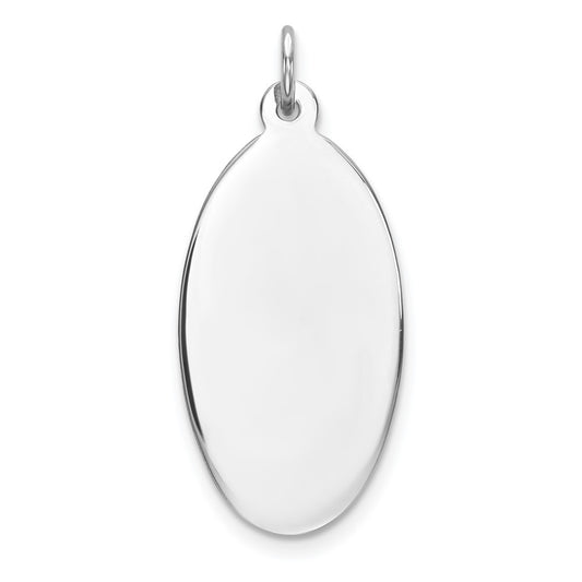 925 Sterling Silver Oval Polish Front Satin Back Disc Engravable Charm Pendant Jewelry Gifts (Length 1.52" Width 0.62")