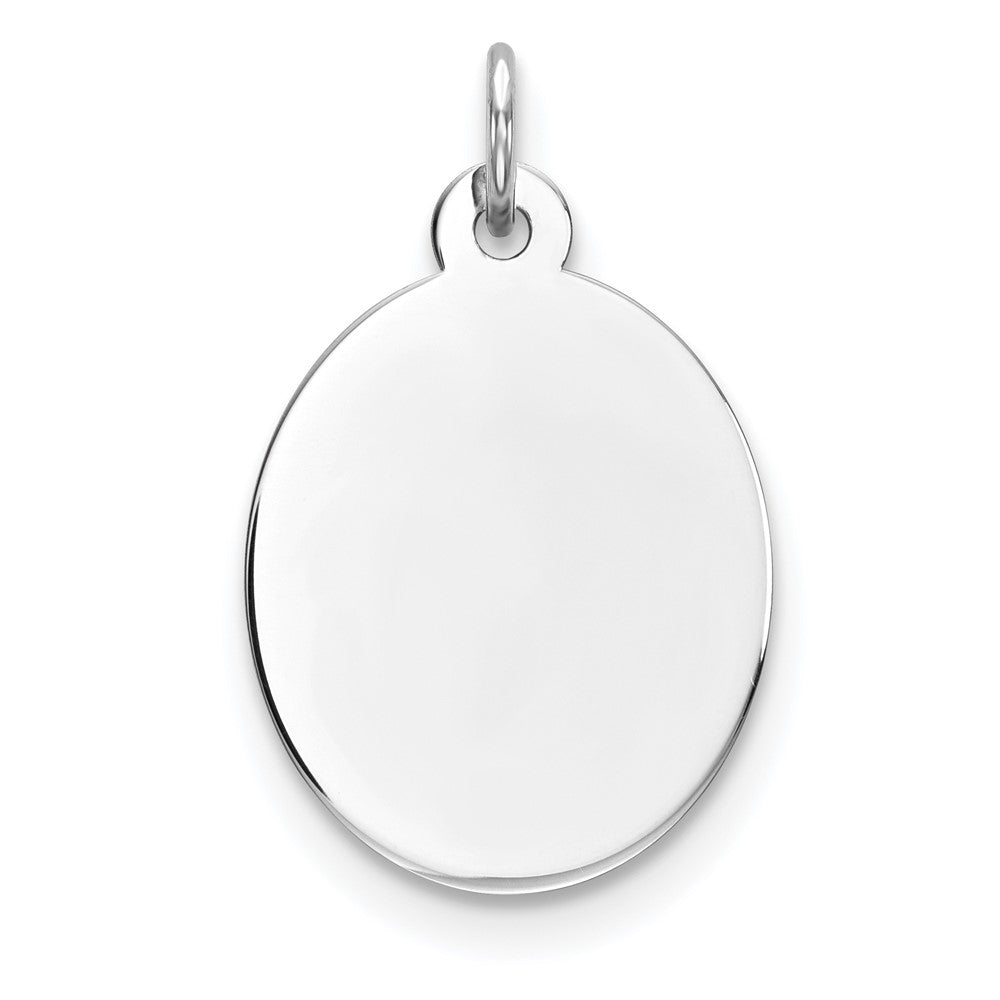 925 Sterling Silver Oval Polish Front Satin Back Disc Engravable Charm Pendant Jewelry Gifts (Length 1.01" Width 0.59")