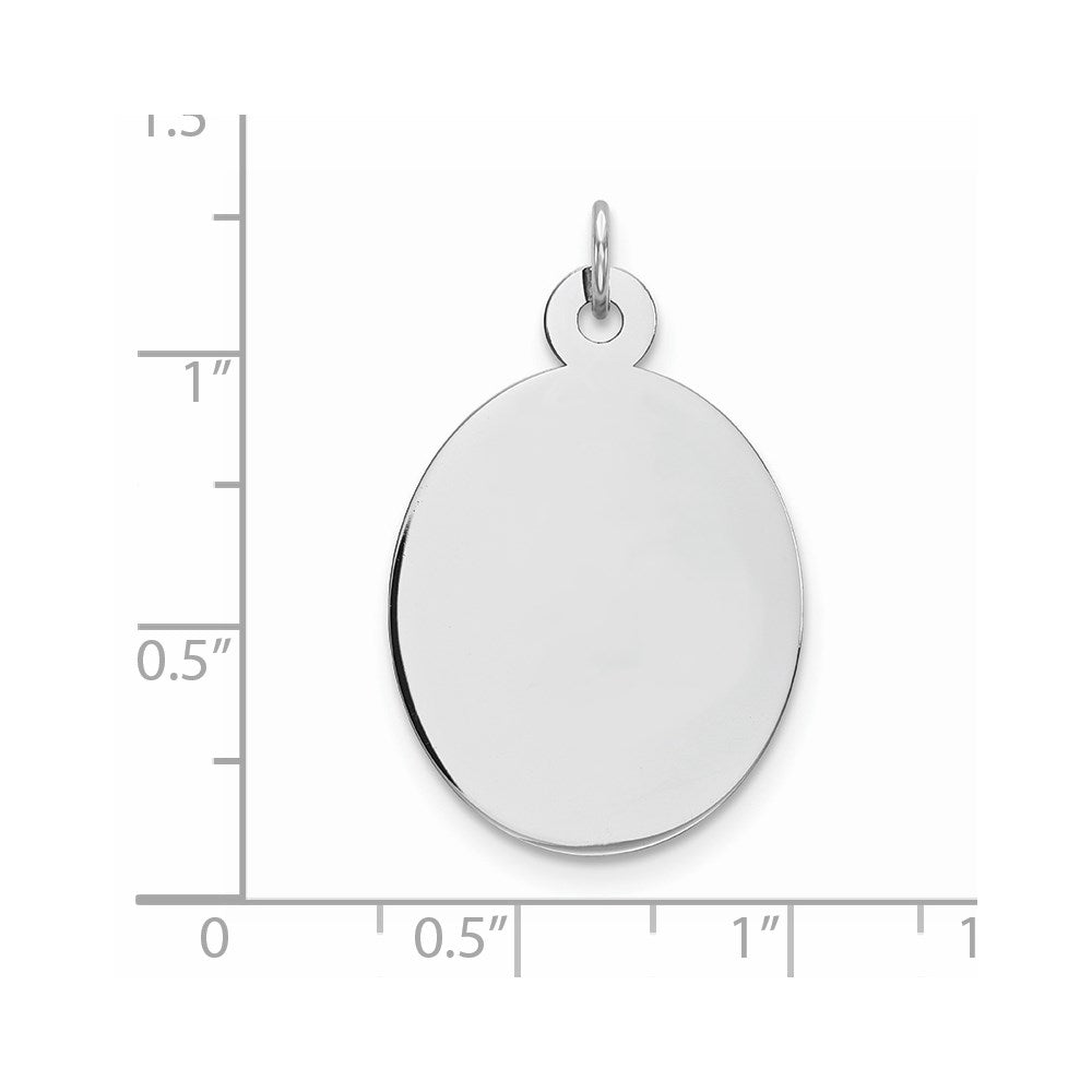 925 Sterling Silver Oval Polish Front Satin Back Disc Engravable Charm Pendant Jewelry Gifts (Length 1.09" Width 0.74")