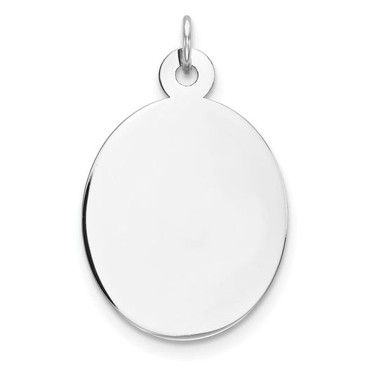 925 Sterling Silver Oval Polish Front Satin Back Disc Engravable Charm Pendant Jewelry Gifts (Length 1.09" Width 0.74")