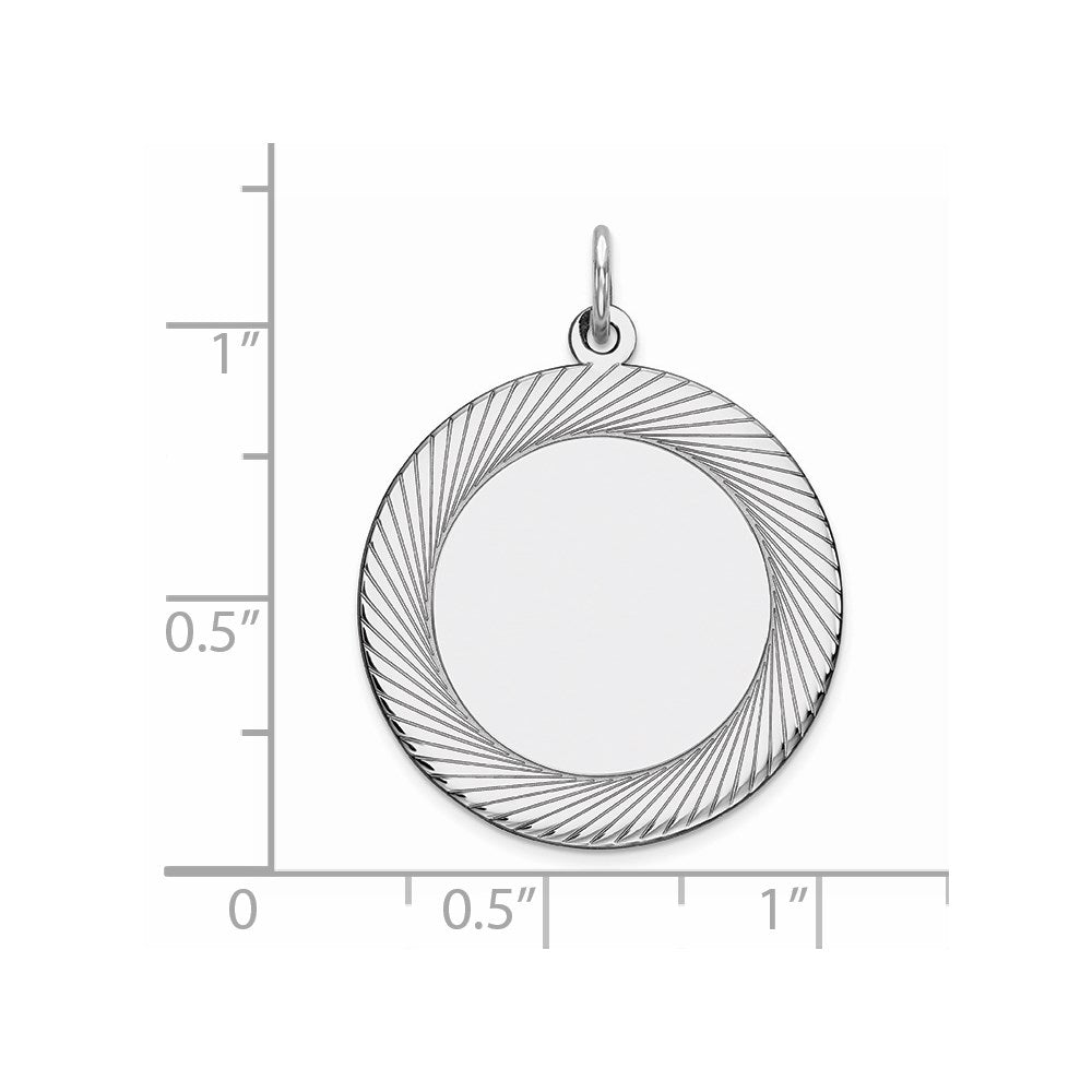 925 Sterling Silver Round Polish Front Satin Back Disc Engravable Charm Pendant Jewelry Gifts (Length 1.21" Width 0.86")