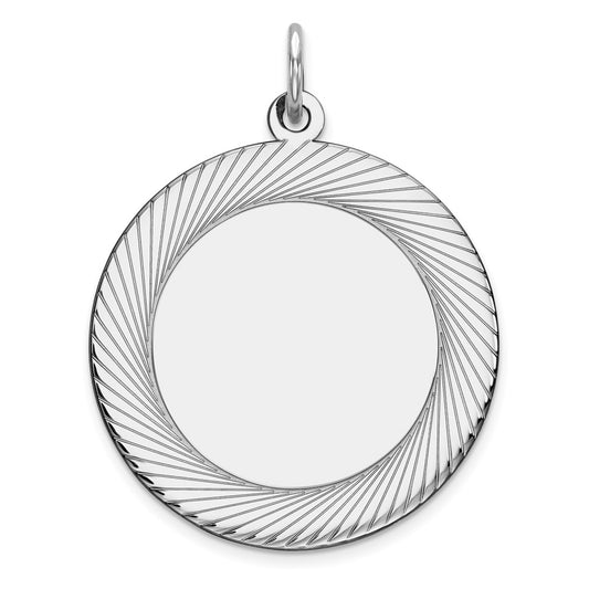 925 Sterling Silver Round Polish Front Satin Back Disc Engravable Charm Pendant Jewelry Gifts (Length 1.21" Width 0.86")