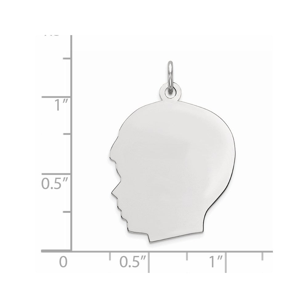 925 Sterling Silver Boy Polished Front Satin Back Disc Engravable Charm Pendant Jewelry Gifts (Length 1.25" Width 0.82")