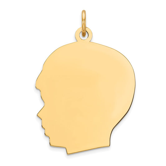 925 Sterling Silver Gold Plated Boy Polished Disc Engravable Charm Pendant Jewelry Gifts (Length 1.25" Width 0.82")