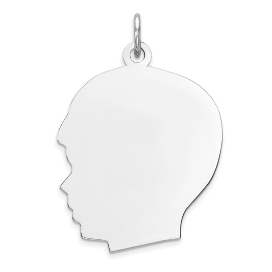 925 Sterling Silver Boy Polished Front Satin Back Disc Engravable Charm Pendant Jewelry Gifts (Length 1.25" Width 0.82")