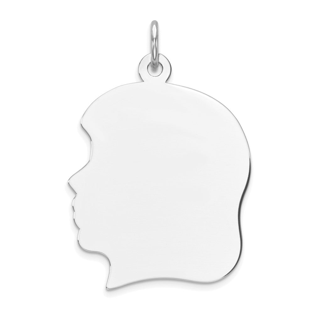 925 Sterling Silver Girl Polished Front Satin Back Disc Engravable Charm Pendant Jewelry Gifts (Length 1.21" Width 0.78")