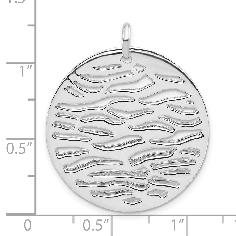 925 Sterling Silver Polished Round Wavy 2 Piece Circle Engravable Charm Pendant Jewelry Gifts (Length 1.23" Width 1.07")