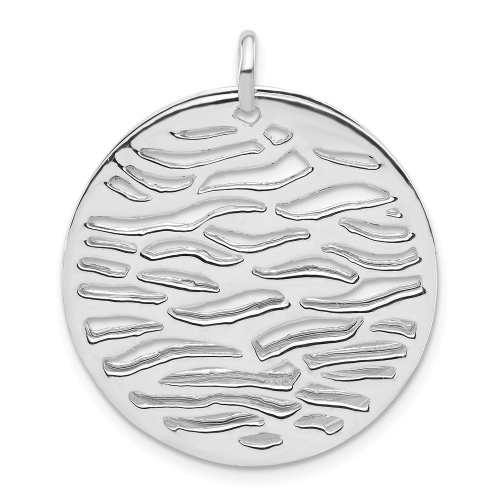 925 Sterling Silver Polished Round Wavy 2 Piece Circle Engravable Charm Pendant Jewelry Gifts (Length 1.23" Width 1.07")