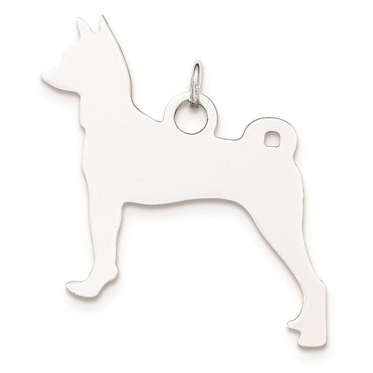 925 Sterling Silver Toni Tails Medium Basenji Disc Engravable Charm Pendant Jewelry Gifts
