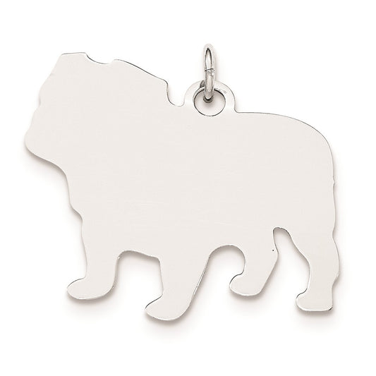 925 Sterling Silver Toni Tails Medium Bull Dog Disc Engravable Charm Pendant Jewelry Gifts
