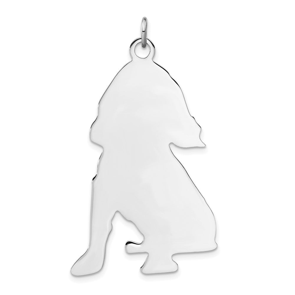 925 Sterling Silver Polished Medium Cocker Spaniel Disc Engravable Charm Pendant Jewelry Gifts (Length 2.01" Width 1.18")