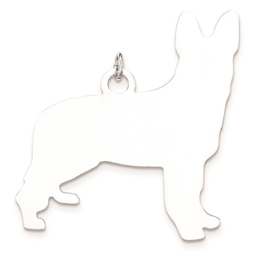 925 Sterling Silver Toni Tails Large German Shepherd Disc Engravable Charm Pendant Jewelry Gifts