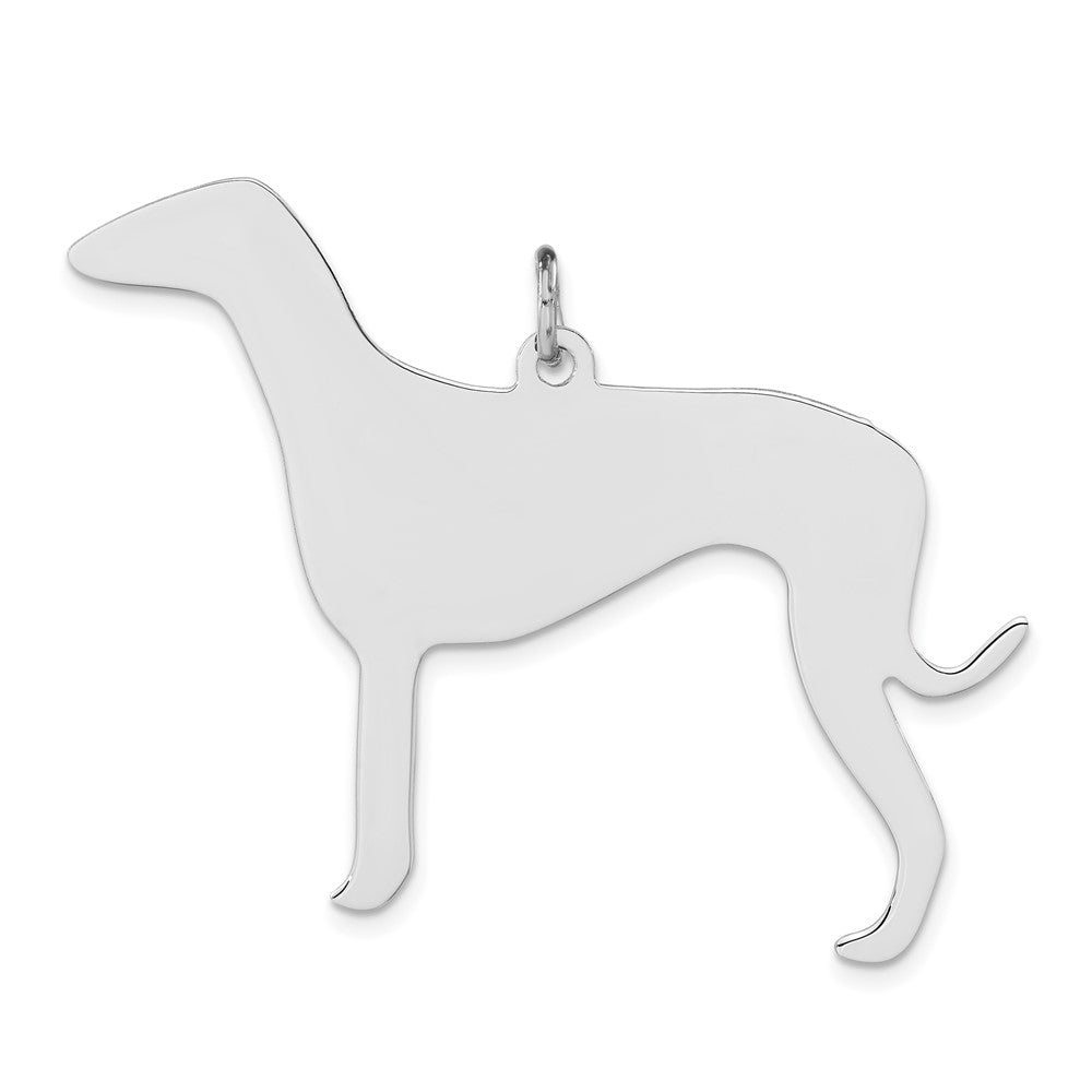 925 Sterling Silver Polished Medium Grey Hound Disc Engravable Charm Pendant Jewelry Gifts (Length 1.46" Width 1.95")