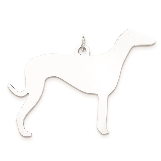 925 Sterling Silver Toni Tails Large Grey Hound Disc Engravable Charm Pendant Jewelry Gifts