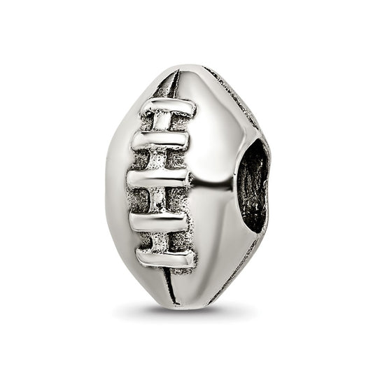 925 Sterling Silver Reflections Football BeadEngravable Charm Pendant Jewelry Gifts (Length 0.46" Width 0.28")