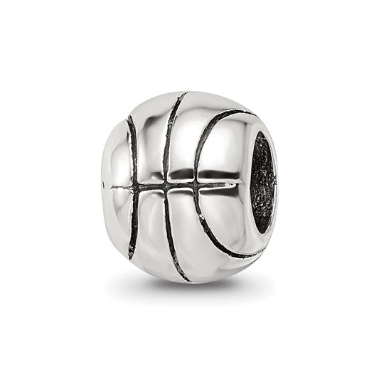 925 Sterling Silver Reflections Basketball BeadEngravable Charm Pendant Jewelry Gifts (Length 0.32" Width 0.25")
