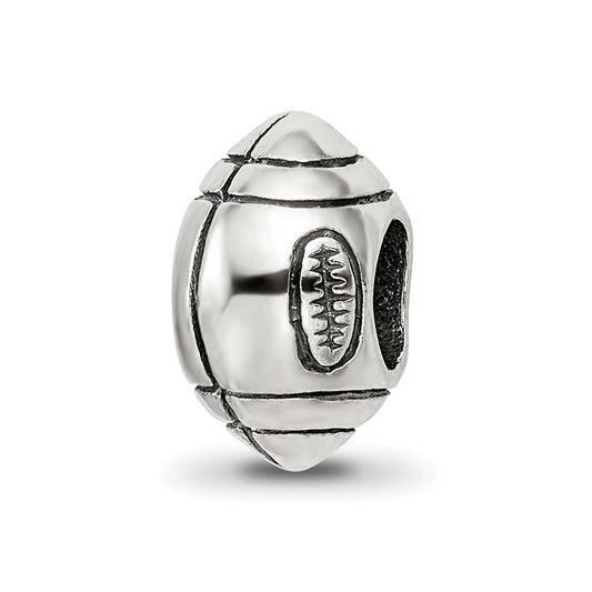 925 Sterling Silver Reflections Football BeadEngravable Charm Pendant Jewelry Gifts (Length 0.46" Width 0.25")