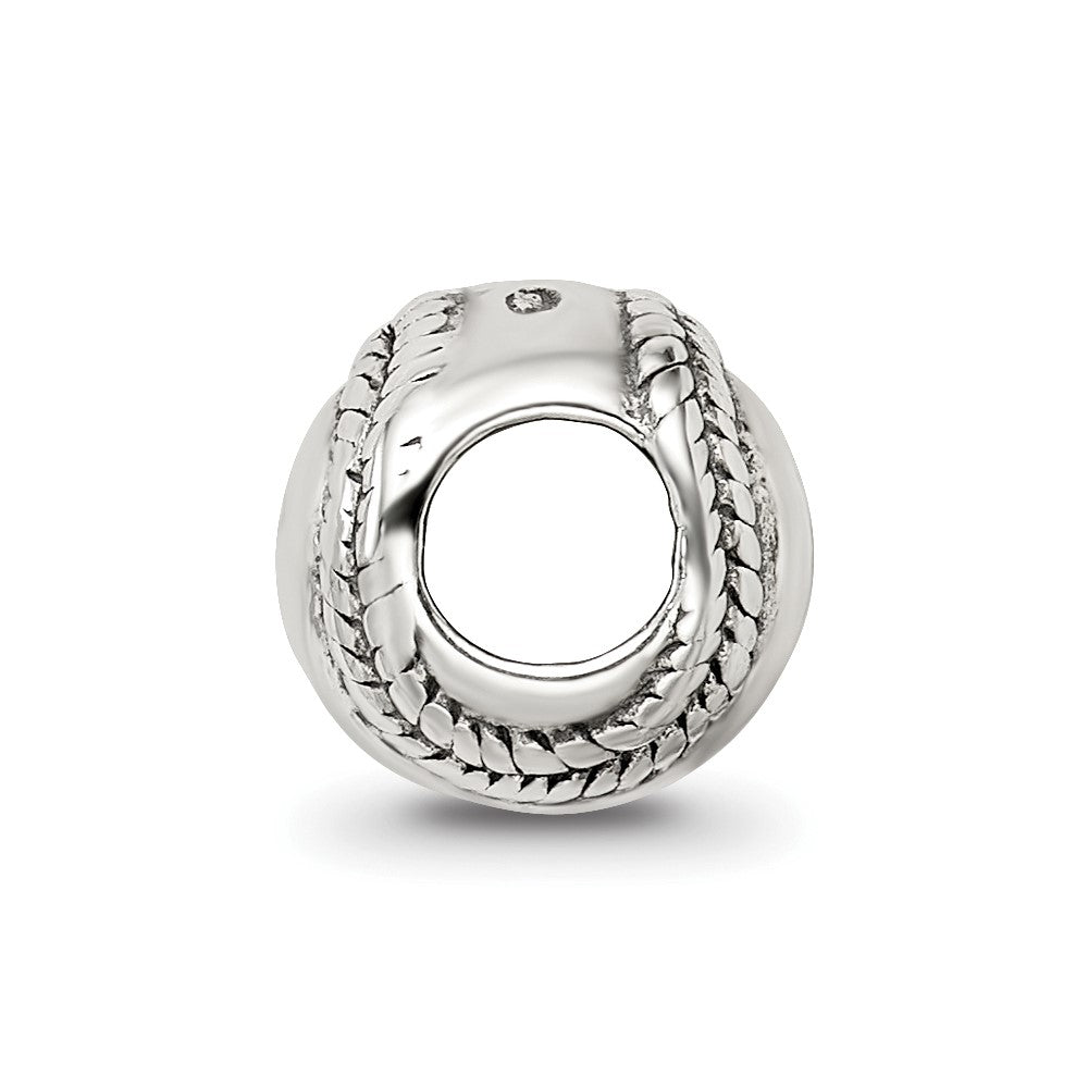 925 Sterling Silver Reflections Baseball BeadEngravable Charm Pendant Jewelry Gifts (Length 0.32" Width 0.28")