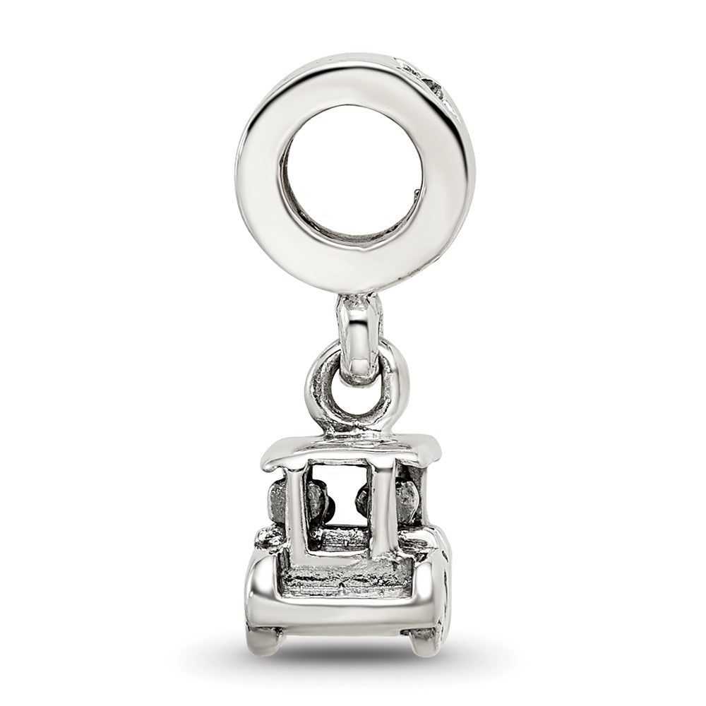 925 Sterling Silver Reflections Golf Cart Dangle BeadEngravable Charm Pendant Jewelry Gifts (Length 0.67" Width 0.35")