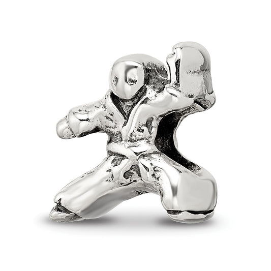 925 Sterling Silver Reflections Karate Person BeadEngravable Charm Pendant Jewelry Gifts (Length 0.39" Width 0.32")